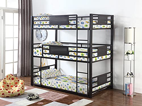 Coaster Furniture 460394F Rogen Full Triple Bunk Bed, Dark Bronze