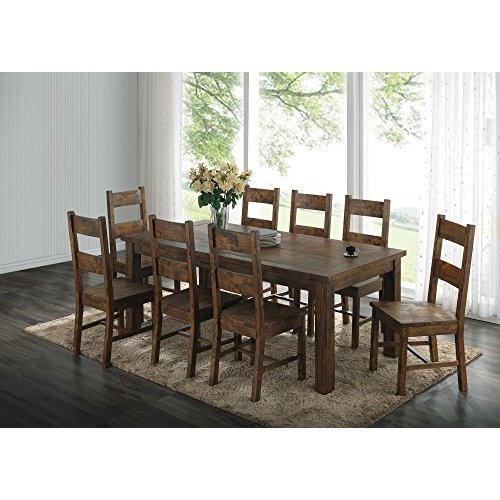 Coaster Furniture 107041-S7 Coleman 7-Piece Dining Set with Ladder Back Side Chairs Rustic Golden Brown