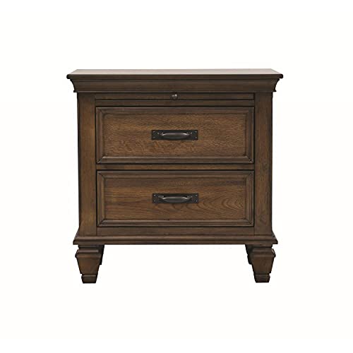 Coaster Furniture 200972 2 Drawer Nightstand, Burnished Oak