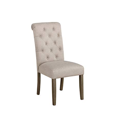 Coaster Furniture 193162 Calandra Tufted Back Set of 2 Side Chair, Beige and Rustic Brown