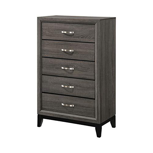 Coaster Furniture 212425 Watson 5-Drawer Grey Oak and Black Chest, 31.25" D x 16.25" W x 50.5" H