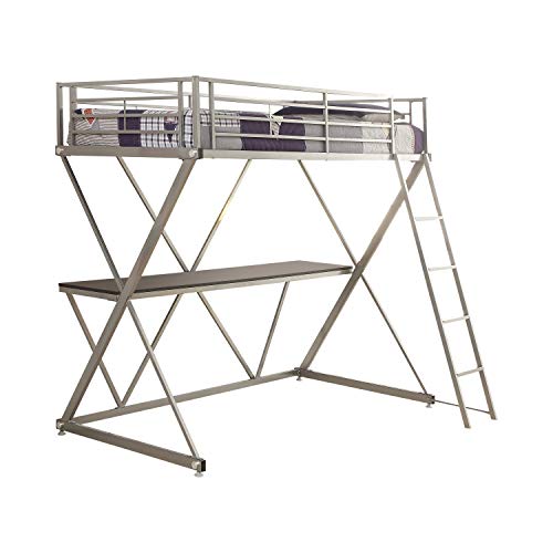 Coaster Furniture 400034T Twin Workstation Loft Bed, Silver