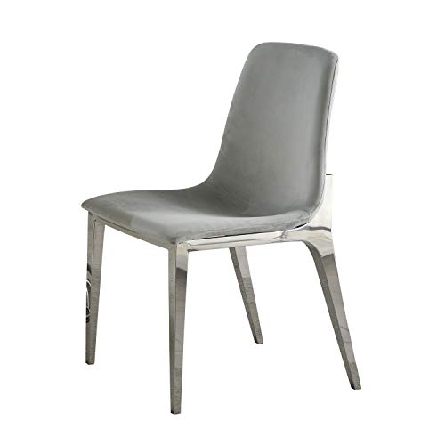 Coaster Furniture 110402 Irene Upholstered Set of 4 Light Grey and Chrome Side Chair