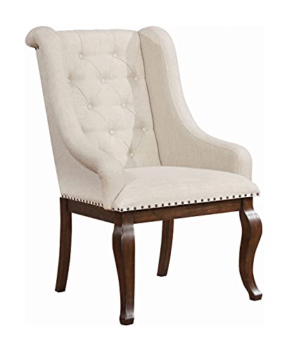 Coaster Furniture 110313 Glen Cove Arm Chairs with Button Tufting and Nailhead Trim Antique Java and Cream Set of 2