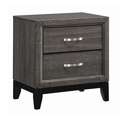 Coaster Furniture 212422 Watson 2-Drawer Grey Oak and Black Nightstand, 23.5" D x 16.25" W x 24.75" H