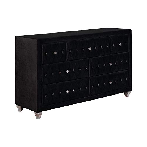 Coaster Furniture 206103 Deanna 7-Drawer Rectangular Black Dresser, 20" D x 37.75" H