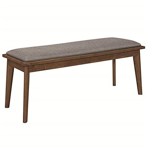 Coaster Furniture 108083 Alfredo Upholstered Dining Grey and Natural Walnut Bench, 46" D x 15.75" W x 18.75" H