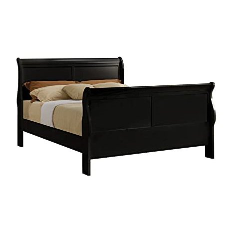 Coaster Furniture 203961Q Louis Philippe Queen Panel Bed Black Sleigh