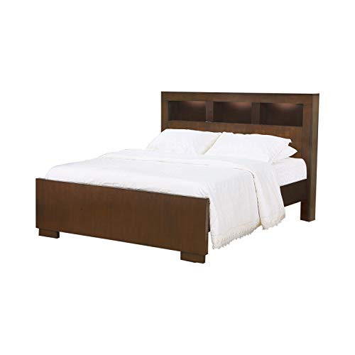 Coaster Furniture 200719Q Jessica Queen Bed with Storage Headboard Cappuccino Platform