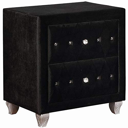 Coaster Furniture 206102 Deanna 2-Drawer Rectangular Black Nightstand, 18" D x 27.5" H