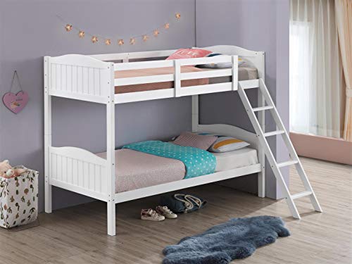 Coaster Furniture 405053WHT Pauline Solid Wood Twin Over Twin Bunk Bed, White