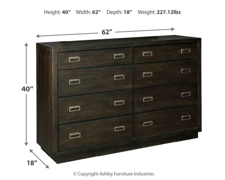 ASHLEY FURNITURE PKG006545 California King Upholstered Panel Bed With Storage With Dresser