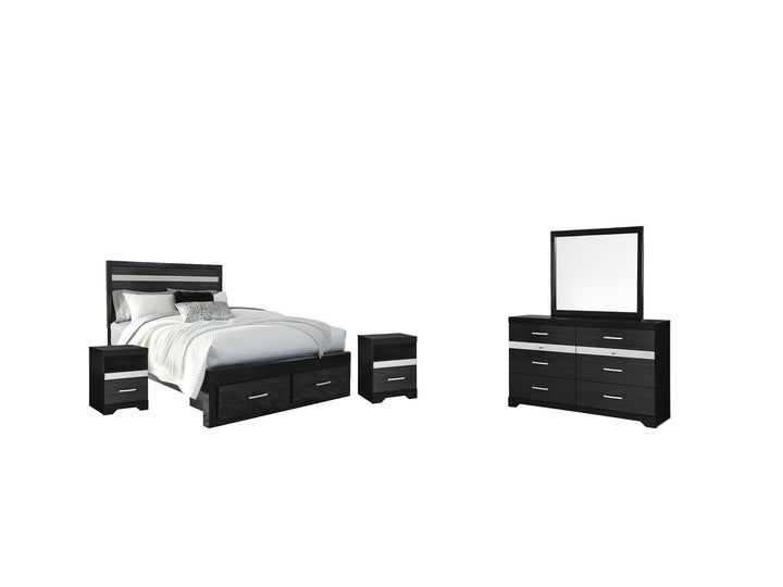 ASHLEY FURNITURE PKG007659 Queen Panel Bed With 2 Storage Drawers With Mirrored Dresser and 2 Nightstands