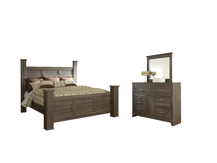 ASHLEY FURNITURE PKG004036 King Poster Bed With Mirrored Dresser