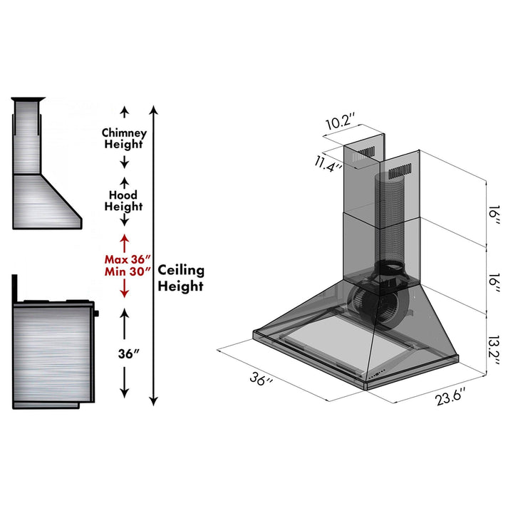 ZLINE KITCHEN AND BATH 69630436 ZLINE 36" Outdoor Wall Mount Range Hood in Stainless Steel