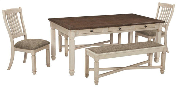 ASHLEY FURNITURE PKG000174 Dining Table and 2 Chairs and 2 Benches