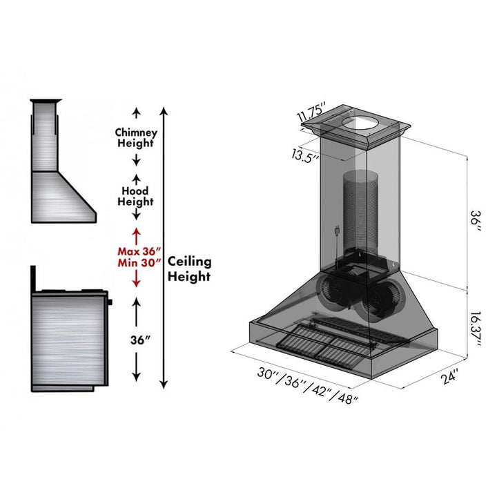 ZLINE KITCHEN AND BATH 655HBBBB30 ZLINE Designer Series Wall Mount Range Hood Size: 30 inch