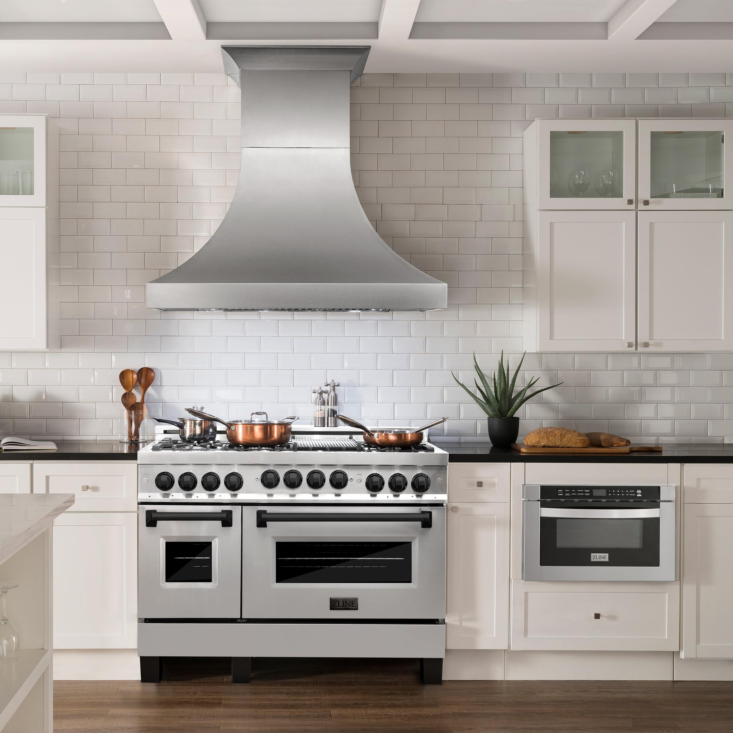 ZLINE KITCHEN AND BATH RGSZSN48MB ZLINE Autograph Edition 48" 6.0 cu. ft. Range with Gas Stove and Gas Oven in DuraSnow R Stainless Steel with Accents Color: Matte Black
