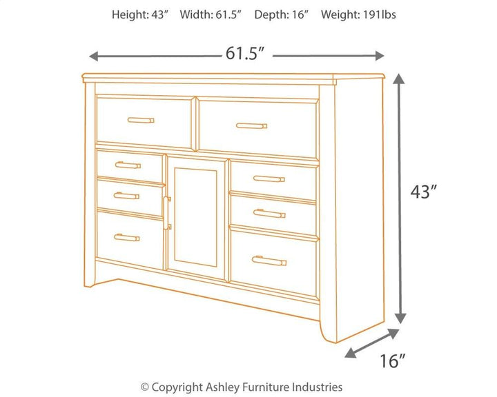 ASHLEY FURNITURE PKG004066 Queen Poster Bed With Mirrored Dresser and Chest