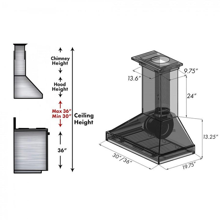 ZLINE KITCHEN AND BATH KPLL30 ZLINE Wooden Wall Mount Range Hood In Rustic Light Finish - Includes Motor Size: 30 Inch