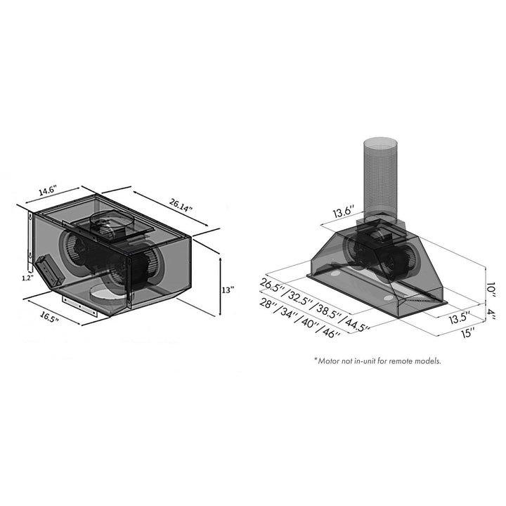 ZLINE KITCHEN AND BATH 695RS46400 ZLINE Remote Blower Ducted Range Hood Insert in Stainless Steel Size: 46 Inch