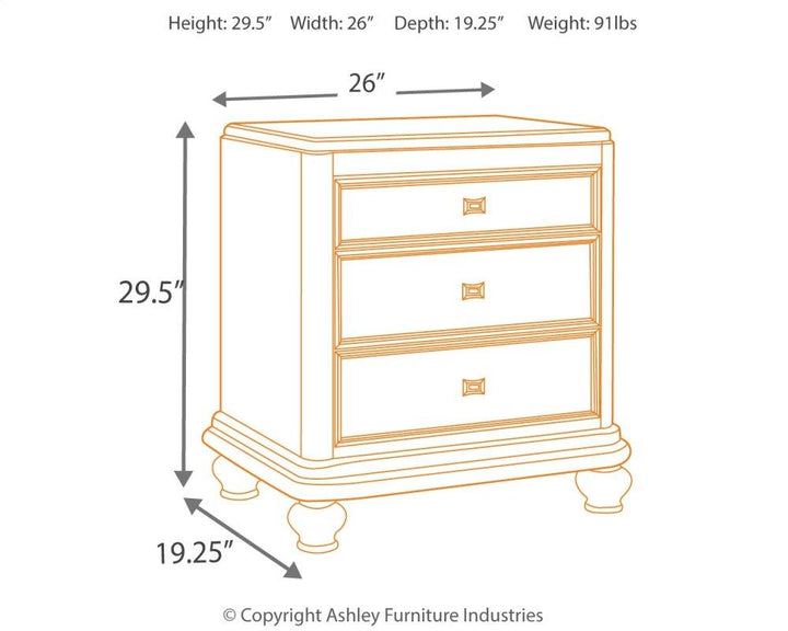 ASHLEY FURNITURE PKG007808 Full Upholstered Bed With Mirrored Dresser, Chest and Nightstand