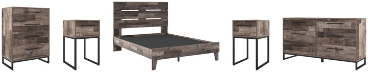 ASHLEY FURNITURE PKG009092 Queen Platform Bed With Dresser, Chest and 2 Nightstands