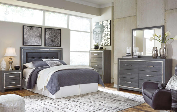 ASHLEY FURNITURE PKG003486 Queen/full Upholstered Panel Headboard With Mirrored Dresser