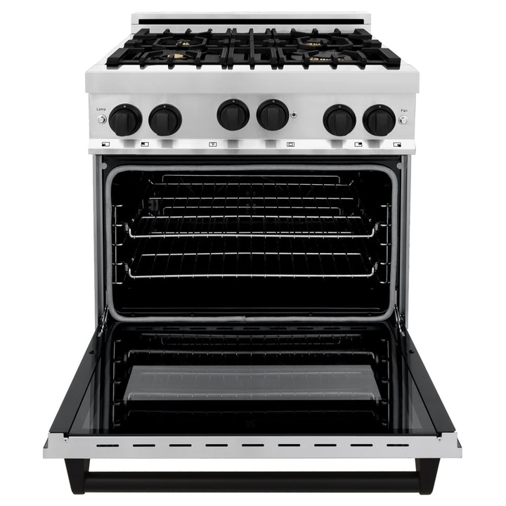 ZLINE KITCHEN AND BATH RGZ30MB ZLINE Autograph Edition 30" 4.0 cu. ft. Range with Gas Stove and Gas Oven in Stainless Steel with Accents Color: Matte Black