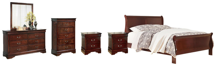 ASHLEY FURNITURE PKG004998 California King Sleigh Bed With Mirrored Dresser, Chest and 2 Nightstands