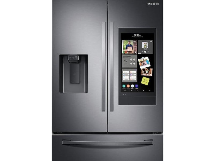 SAMSUNG RF27T5501SG 26.5 cu. ft. Large Capacity 3-Door French Door Refrigerator with Family Hub TM and External Water & Ice Dispenser in Black Stainless Steel