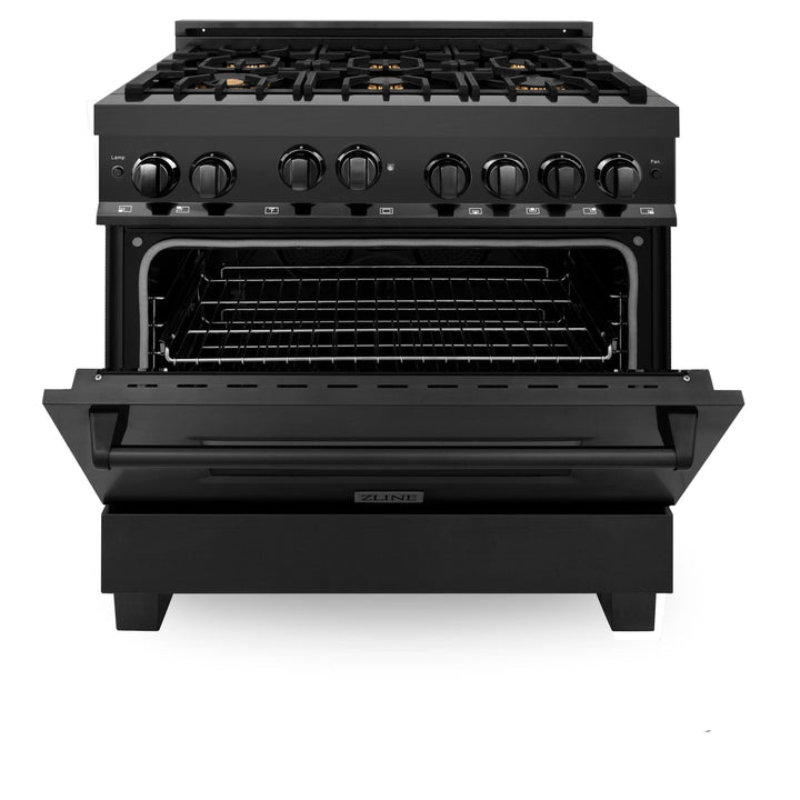 ZLINE KITCHEN AND BATH RGBBR30 ZLINE 30" 4.0 cu. ft. Range with Gas Stove and Gas Oven in Black Stainless Steel with Brass Burners