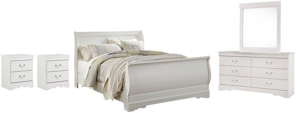 ASHLEY FURNITURE PKG002591 Queen Sleigh Bed With Mirrored Dresser and 2 Nightstands