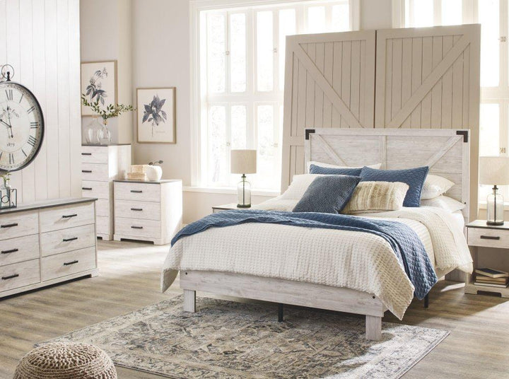 ASHLEY FURNITURE EB4121B1 Shawburn Queen Crossbuck Panel Platform Bed