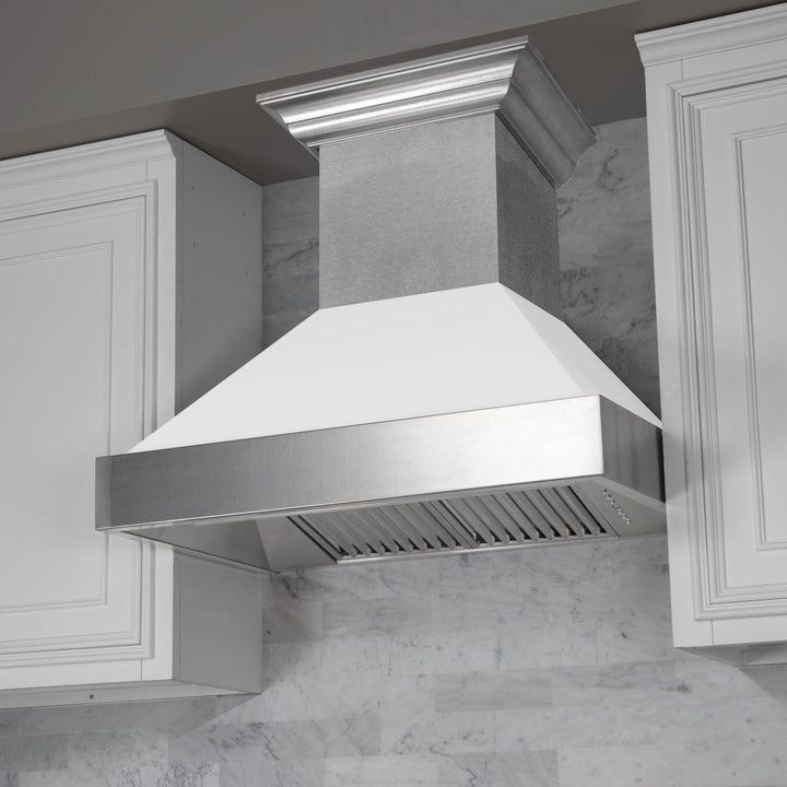 ZLINE KITCHEN AND BATH 8654WM30 30" Ducted DuraSnow R Stainless Steel Range Hood with White Matte Shell