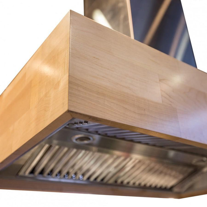 ZLINE KITCHEN AND BATH 681IM42 ZLINE Designer Series Wooden Island Mount Range Hood in Butcher Block Size: 42 inch