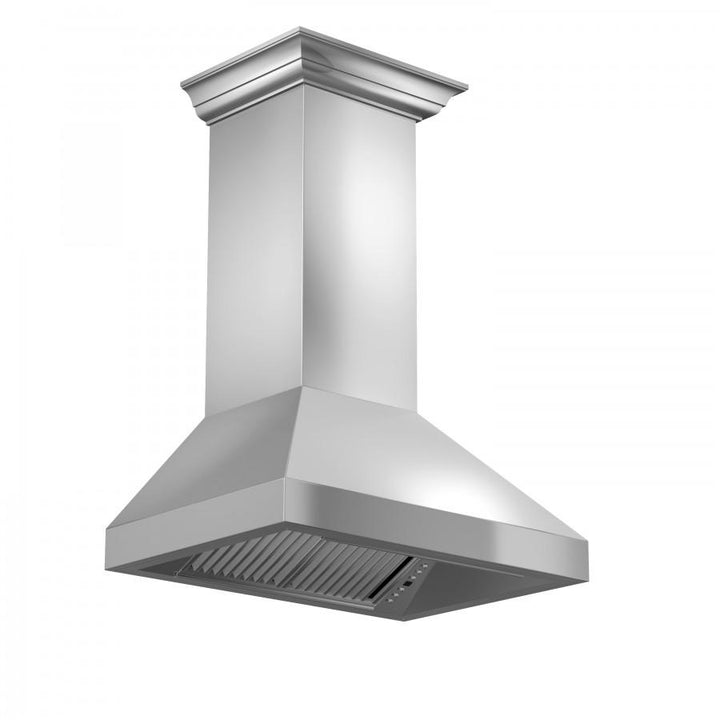 ZLINE KITCHEN AND BATH 597CRN30 ZLINE Professional Convertible Vent Wall Mount Range Hood in Stainless Steel with Crown Molding Size: 30 Inch