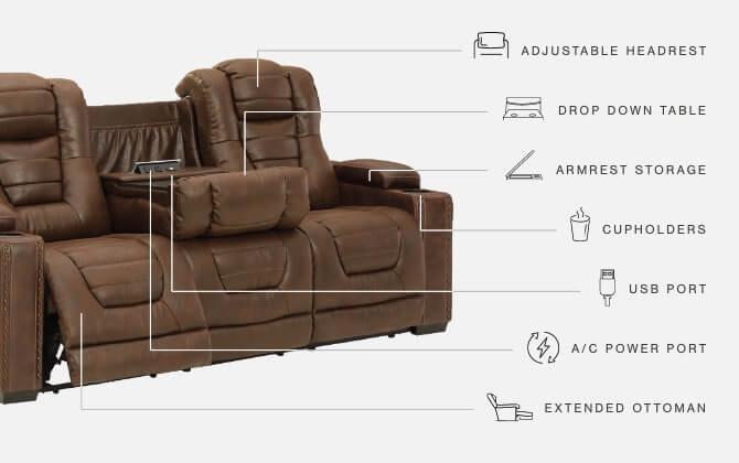 ASHLEY FURNITURE 2450515 Owners Box Power Reclining Sofa