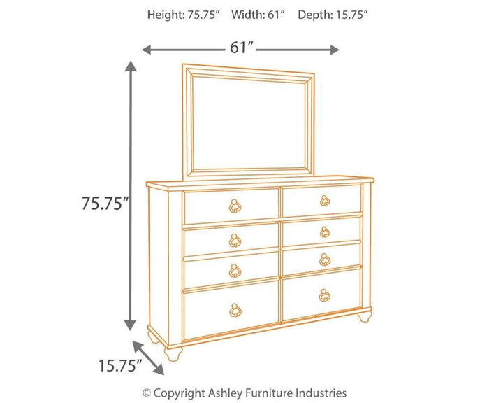 ASHLEY FURNITURE PKG014142 King Sleigh Bed With Mirrored Dresser and Nightstand