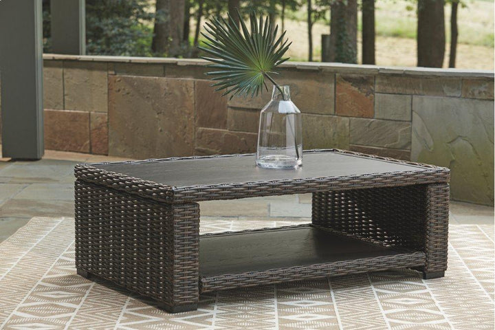 ASHLEY FURNITURE PKG008826 Outdoor Sofa and Loveseat With Coffee Table