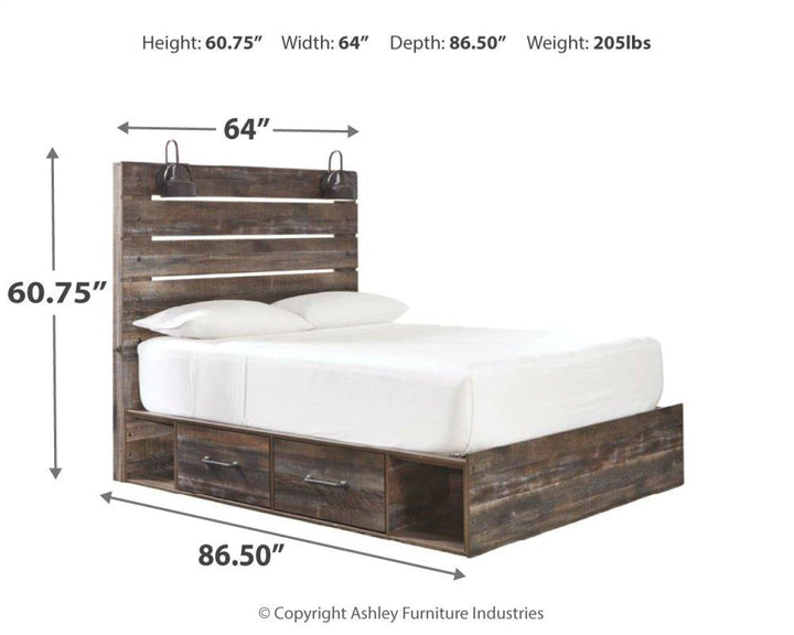 ASHLEY FURNITURE PKG014036 Queen Panel Bed With 2 Storage Drawers With Mirrored Dresser and Nightstand