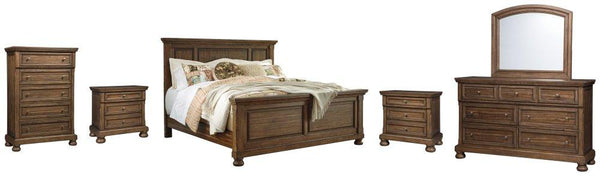 ASHLEY FURNITURE PKG006425 Queen Panel Bed With Mirrored Dresser, Chest and 2 Nightstands