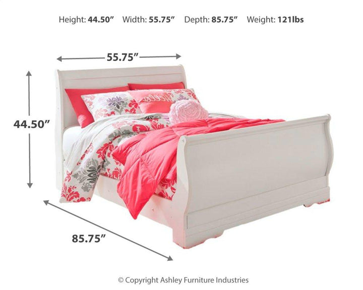 ASHLEY FURNITURE PKG002576 Full Sleigh Headboard With Mirrored Dresser, Chest and 2 Nightstands