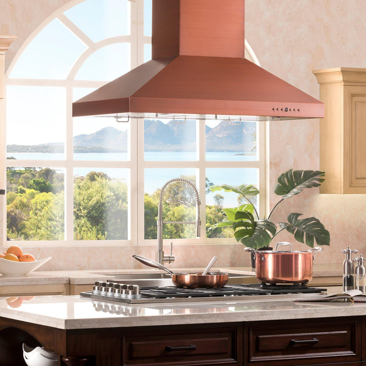 ZLINE KITCHEN AND BATH 8KL3IC36 ZLINE 36" Designer Series Copper Island Mount Range Hood