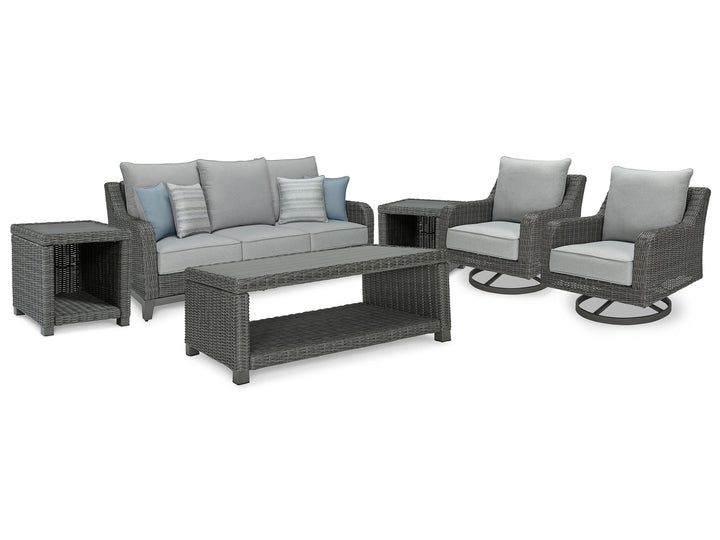 ASHLEY FURNITURE PKG014559 Outdoor Sofa and 2 Lounge Chairs With Coffee Table and 2 End Tables