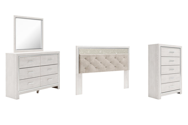 ASHLEY FURNITURE PKG009475 King Panel Headboard With Mirrored Dresser and Chest