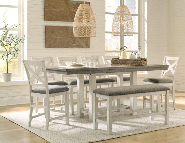 ASHLEY FURNITURE PKG013356 Counter Height Dining Table and 6 Barstools and Bench