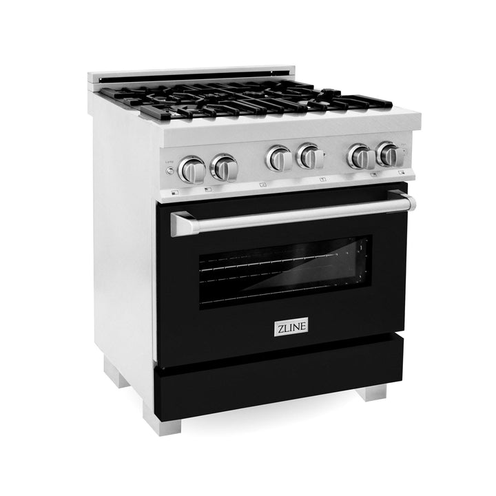 ZLINE KITCHEN AND BATH RGSSNBR30 ZLINE 30" 4.0 cu. ft. Range with Gas Stove and Gas Oven in DuraSnow R Stainless Steel with Color Door Options Color: DuraSnow R Stainless Steel with Brass Burners