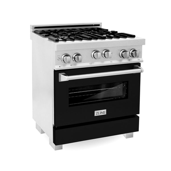 ZLINE KITCHEN AND BATH RGSBLM30 ZLINE 30" 4.0 cu. ft. Range with Gas Stove and Gas Oven in DuraSnow R Stainless Steel with Color Door Options Color: Black Matte