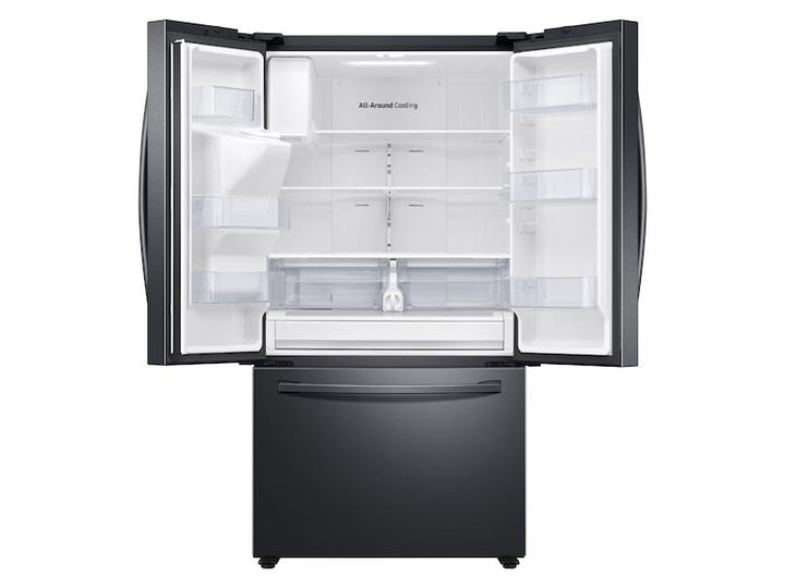 SAMSUNG RF27T5501SG 26.5 cu. ft. Large Capacity 3-Door French Door Refrigerator with Family Hub TM and External Water & Ice Dispenser in Black Stainless Steel